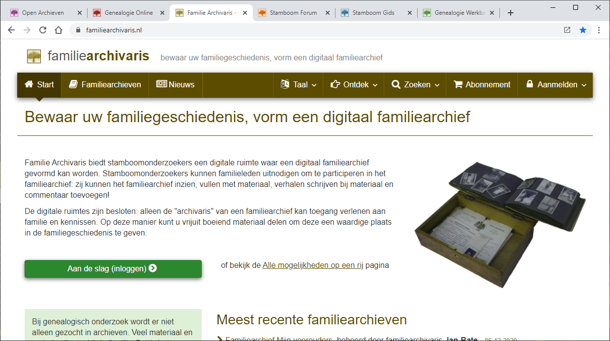 Screenshot Familie Archivaris