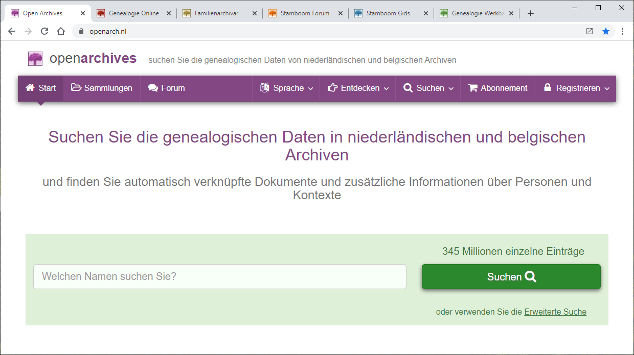 Screenshot Open Archives