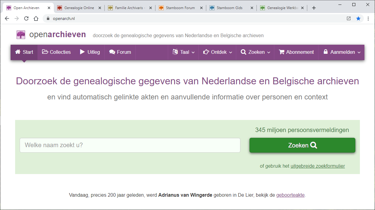 Screenshot Open Archieven