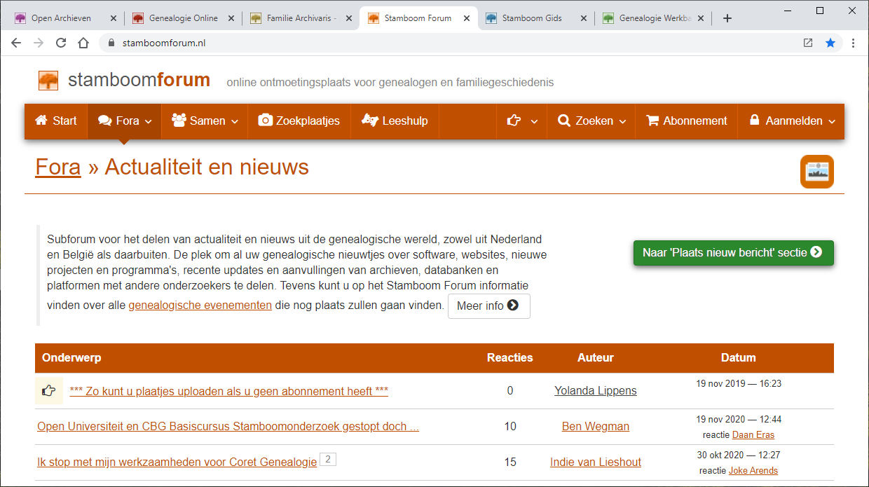Screenshot Stamboom Forum